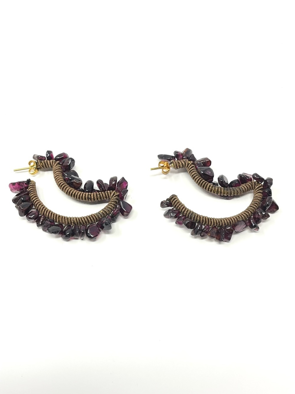 New Anthropologie Beaded Stone Earrings Purple
